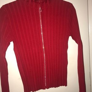 Belldini - Rhinestone Cardigan Ribbed Sweater. Me…